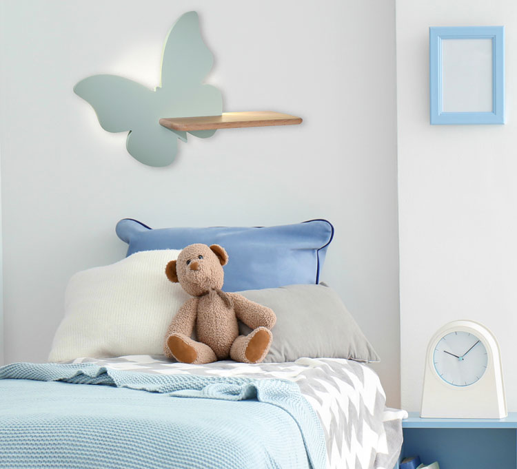 Zielona lampka nocna na ścianę motyl - O646-Aurelo