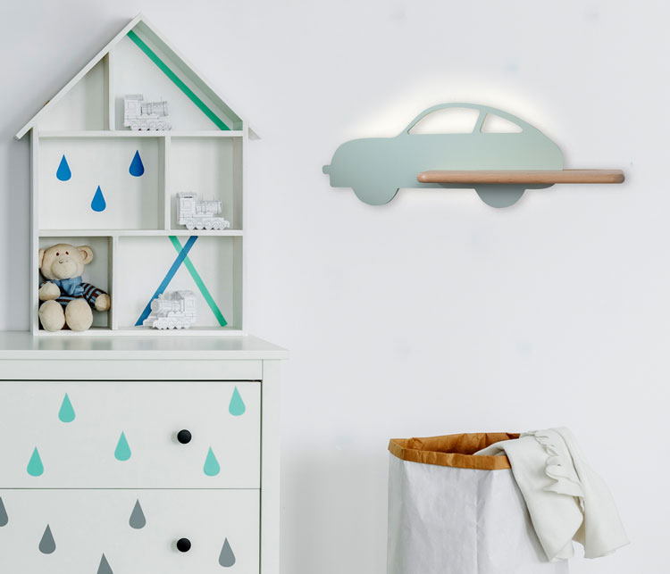 Pokój dziecięcy z zastosowaniem zielonej lampki autka - K041-Vices