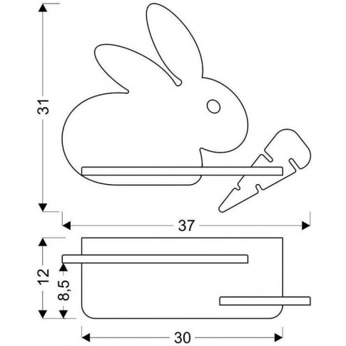 wymiary kinkietu ściennego królik k028 Fifi