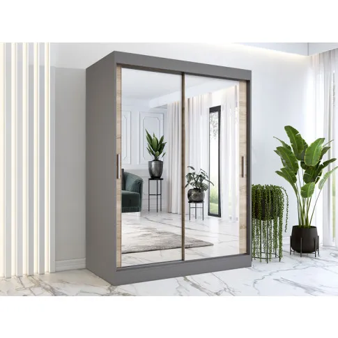 Wizualizacja aranżacji z szafą przesuwną 150 antracyt dąb sonoma Edna 4X