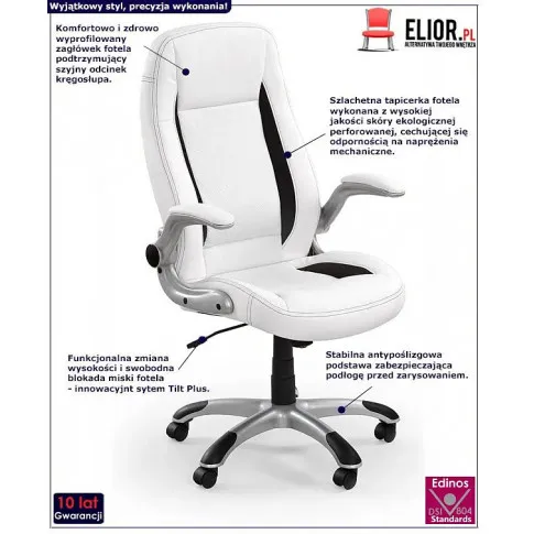 Fotografia Biały biurowy fotel obrotowy - Ikariv z kategorii Fotele