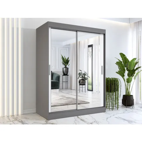 Wizualizacja aranżacji z szafą przesuwną 150 antracyt dąb biały Edna 4X