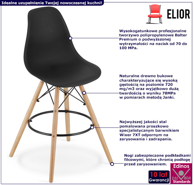 Infografika czarnego skandynawskiego hokera Noria 3X