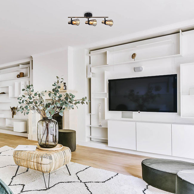 Czarno-złota lampa sufitowa z 3 ruchomymi kloszami S682-Bienne