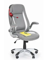 Popielaty skórzany obrotowy fotel gabinetowy - Ikariv w sklepie Edinos.pl