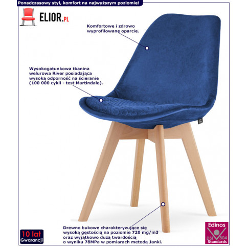 Nowoczesne ciemnoniebieskie krzesło Erden 3S