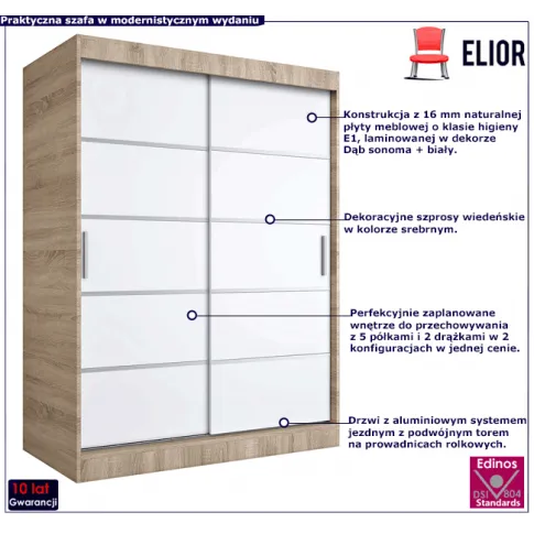 Przesuwna szafa w dekorze dąb sonoma biały Livia 4X