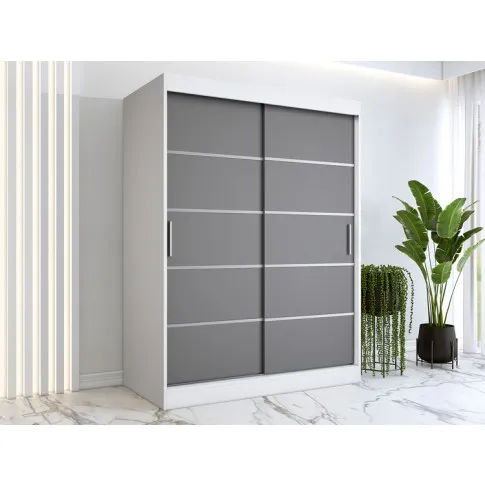 Wizualizacja aranżacji z szafą przesuwną 150cm biel antracyt Livia 4X