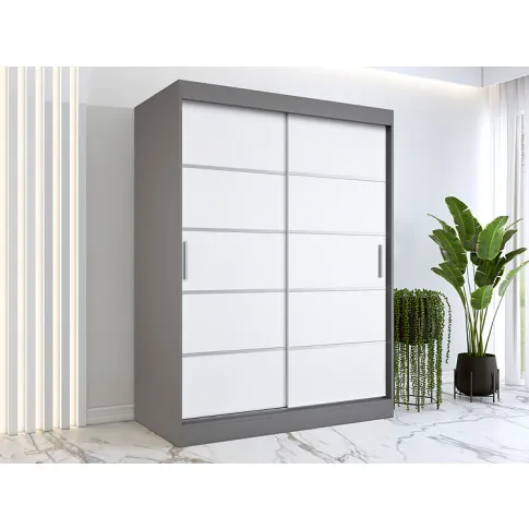 Wizualizacja aranżacji z szafą przesuwną 150cm antracyt biały Livia 4X