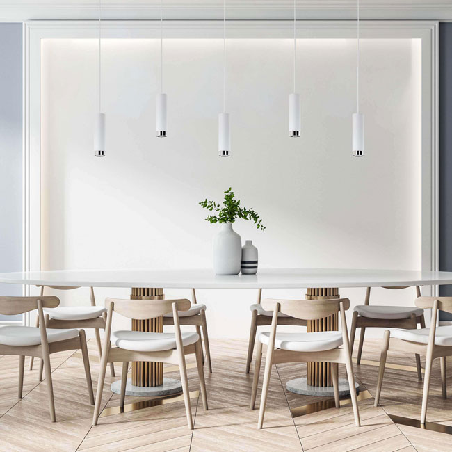 Biała duża lampa wisząca nad stół regulowana S689-Rayon