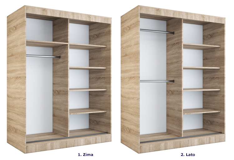 Dostępne układy wnętrza szafy Lorenza 3X