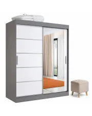 Szafa przesuwna 150 cm antracyt + biały - Marmos 4X w sklepie Edinos.pl