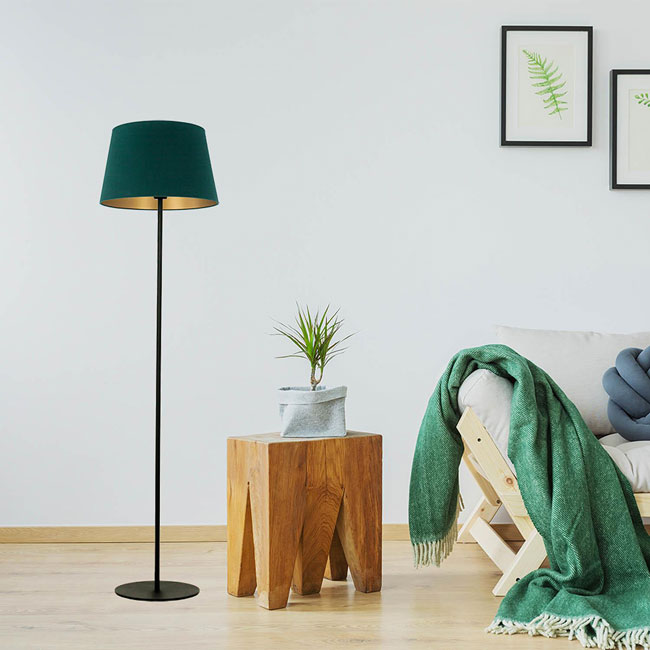 Zielona lampa podłogowa z abażurem do salonu S701-Zavo