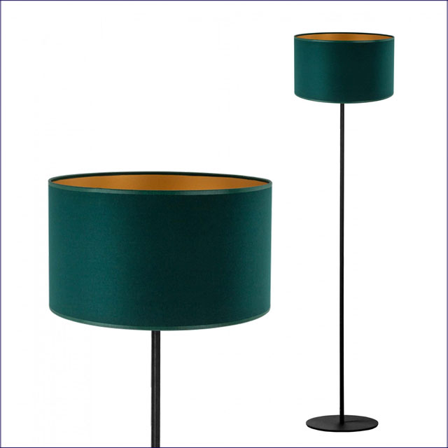 Zielona lampa podłogowa z okrągłym kloszem z tkaniny S703-Ageli