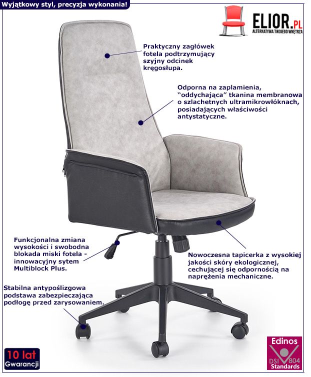 Minimalistyczny fotel obrotowy Rimbo - do biura