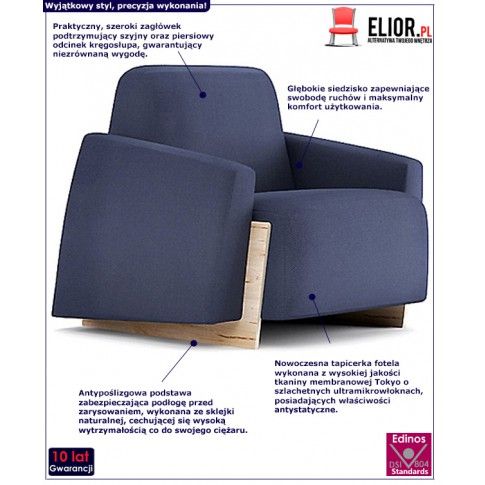 Fotografia Fotel wypoczynkowy Pierot - ciemnoniebieski z kategorii Fotele do salonu