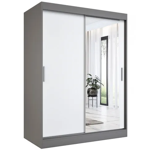 Przesuwna szafa z lustrem antracyt bialy Palmira 4X
