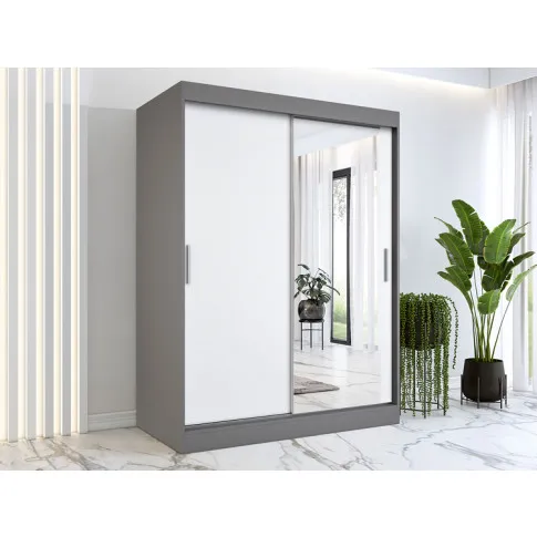 Wizualizacja aranżacji z szafą przesuwną antracyt biały 150cm Palmira 4X