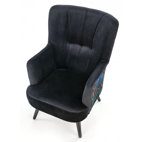 Czarny pikowany fotel Pavos