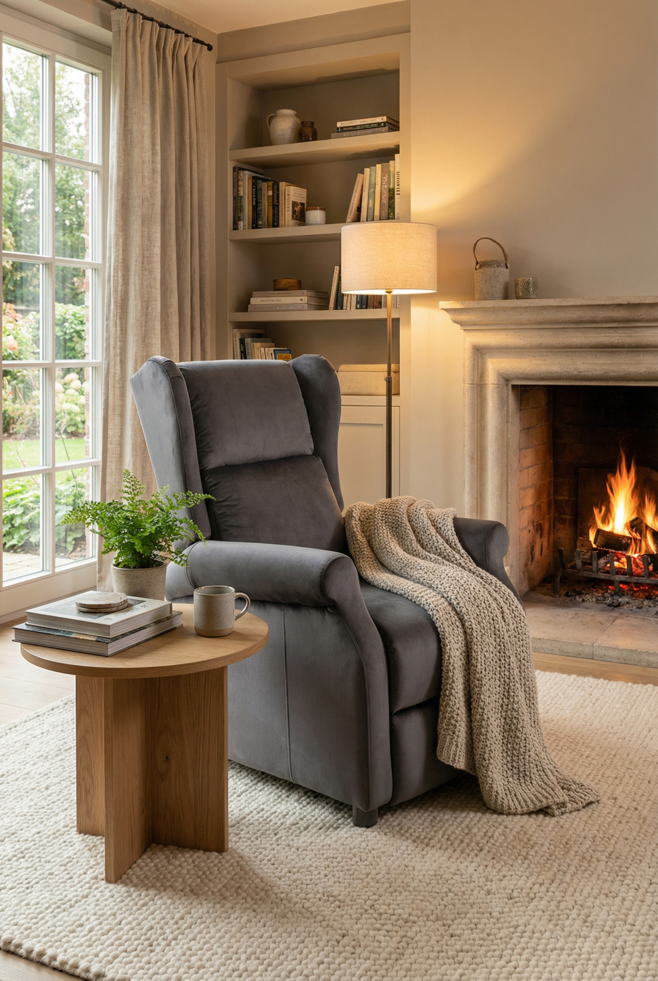 Salon z popielatym fotelem Nika 2X