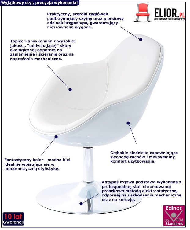 Nowoczesny fotel wypoczynkowy Melbor - biały