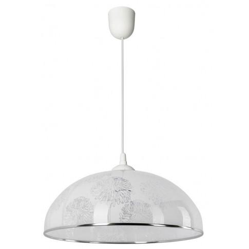 Biała okrągła lampa wisząca do kuchni z abażurem S739-Rukva