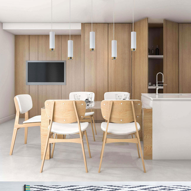 Biało-złota lampa wisząca nad stół z 5 zwisami tuby S723-Sella