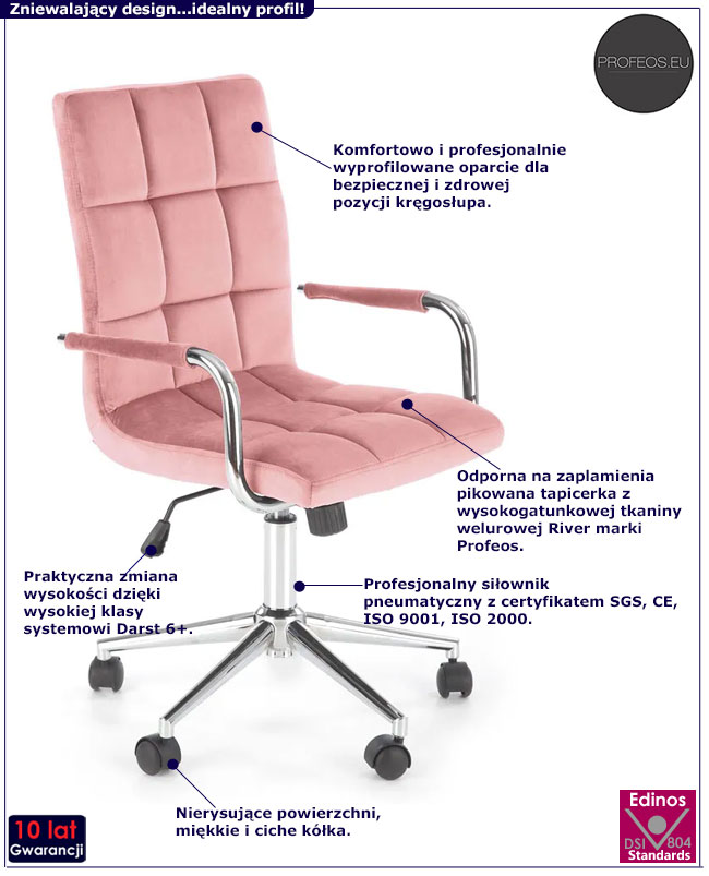 Młodzieżowy fotel do nauki, biurka Petuli 4X