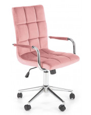 Różowy welurowy fotel obrotowy - Amber 4X w sklepie Edinos.pl