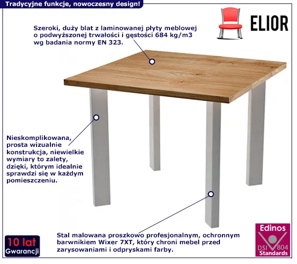 Stolik Nefron 3Z biały: infografika