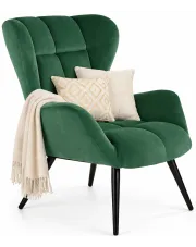 Zielony welurowy fotel uszak -  Tebe w sklepie Edinos.pl