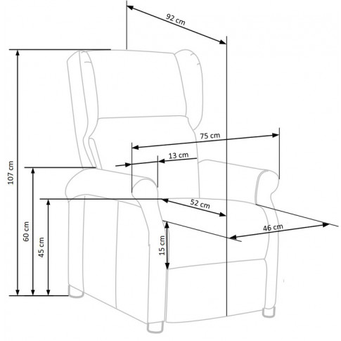 Wymiary rozkładanego fotela masującego Alden 3X