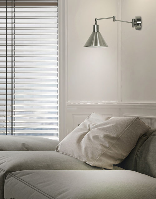 SAtynowa lampa ścienna do sypialni K058-Alif w nowoczesnym wnętrzu