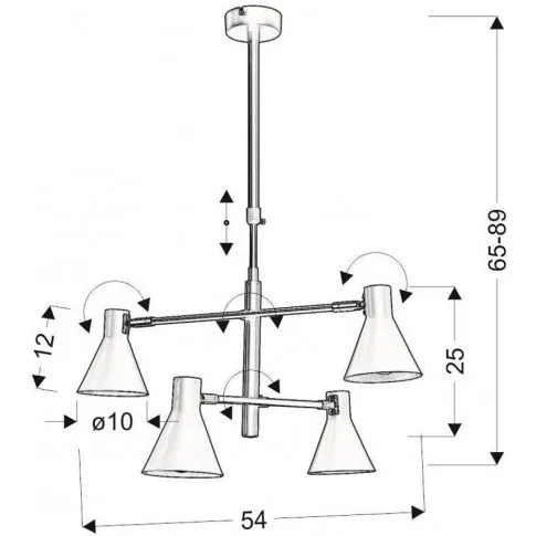 wymiary metalowego regulowanego żyrandola lampy wiszacej k065 nigras