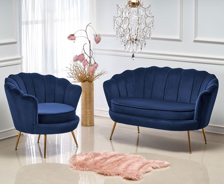 Różowy fotel wypoczynkowy muszelka do salonu Vimero