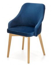 Granatowe tapicerowane krzesło drewniane - Altex 2X  w sklepie Edinos.pl