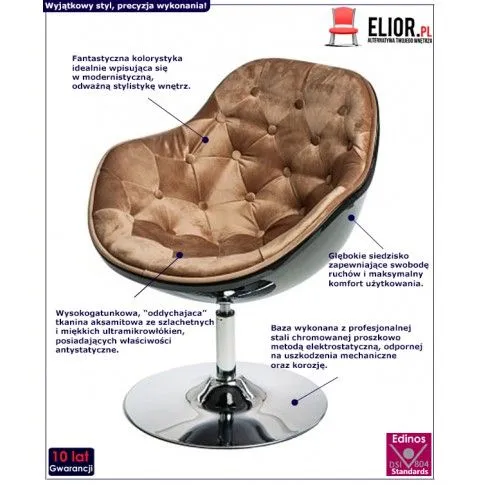 Fotografia Fotel wypoczynkowy Mils - brązowo - czarny z kategorii Fotele do salonu