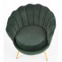 Welurowy zielony fotel w kształcie muszelki 3X