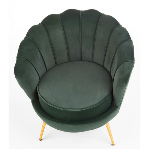 Welurowy zielony fotel w kształcie muszelki 3X