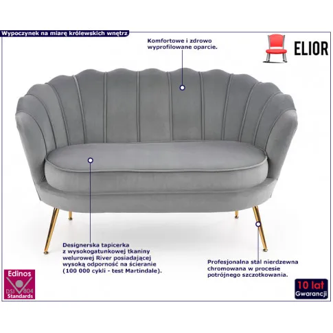 Nowoczesna szara sofa glamour Vimero 3X