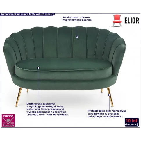 Zielona sofa muszelka Vimero 3X