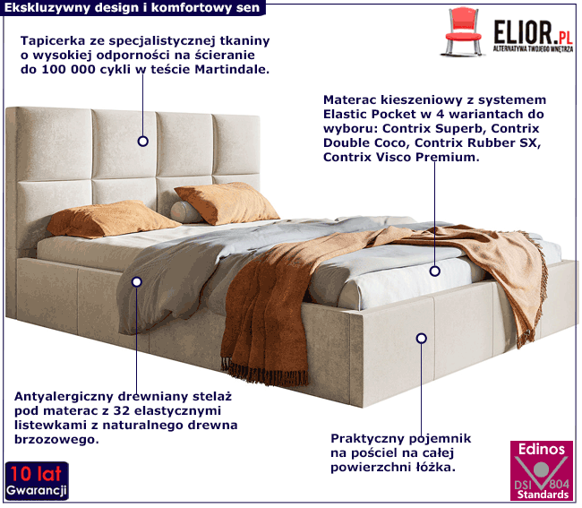 Tapicerowane łóżko 180x200 Kamelia 2X