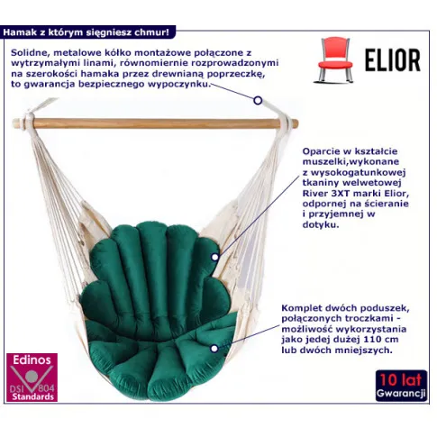 Huśtawka z miękkim siedziskiem Milis butelkowa zieleń