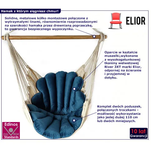 Huśtawka z miękkim siedziskiem Milis granatowa