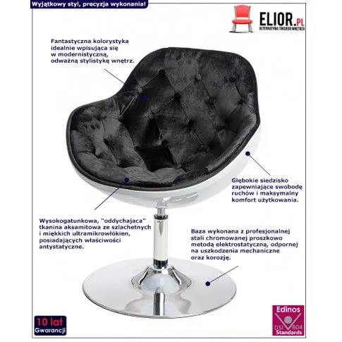 Fotografia Fotel wypoczynkowy Mils - czarno - biały z kategorii Fotele do salonu