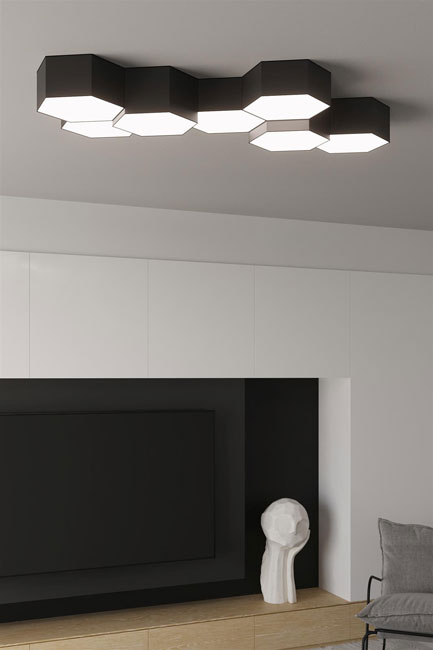 Czarny nowoczesny plafon sufitowy geometryczny L773-Gavina
