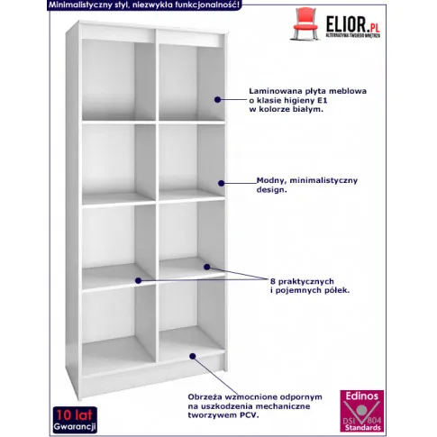 Fotografia Biały skandynawski regał na książki - Pinokio z kategorii Meble do przechowywania