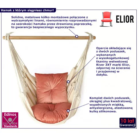 Huśtawka z miękkim siedziskiem Rippi brudny róż