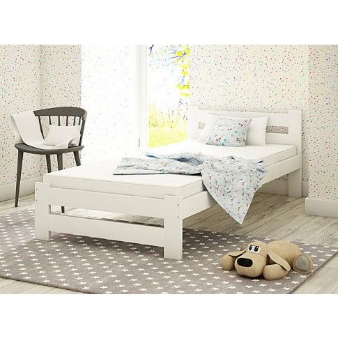 Zdjęcie produktu Jednoosobowe łóżko Marsel 90x200 - białe.