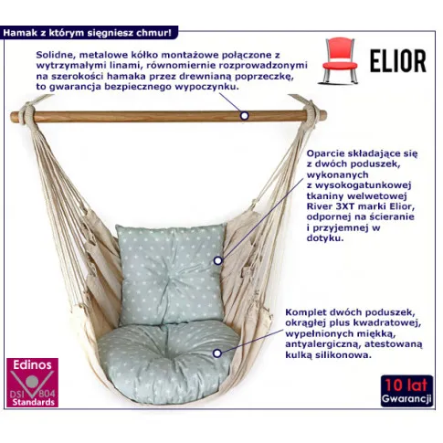 Huśtawka z miękkim siedziskiem Rippi niebiesko biała